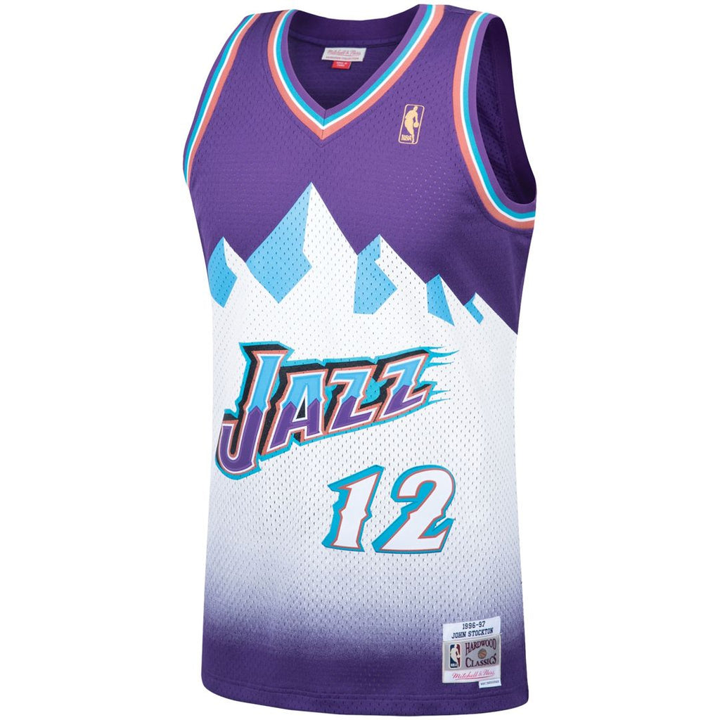 Utah Jazz John Stockton Mitchell & Ness Hardwood Classics Swingman Jersey - Purple