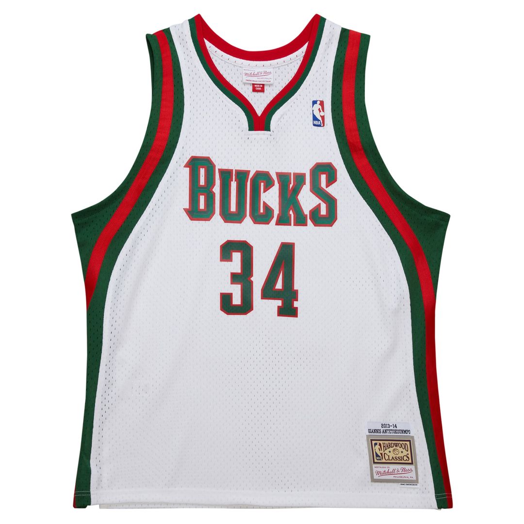 Milwaukee Bucks Giannis Antetokounmpo Mitchell & Ness 2013/14 Hardwood Classics Swingman Jersey - Hunter Green