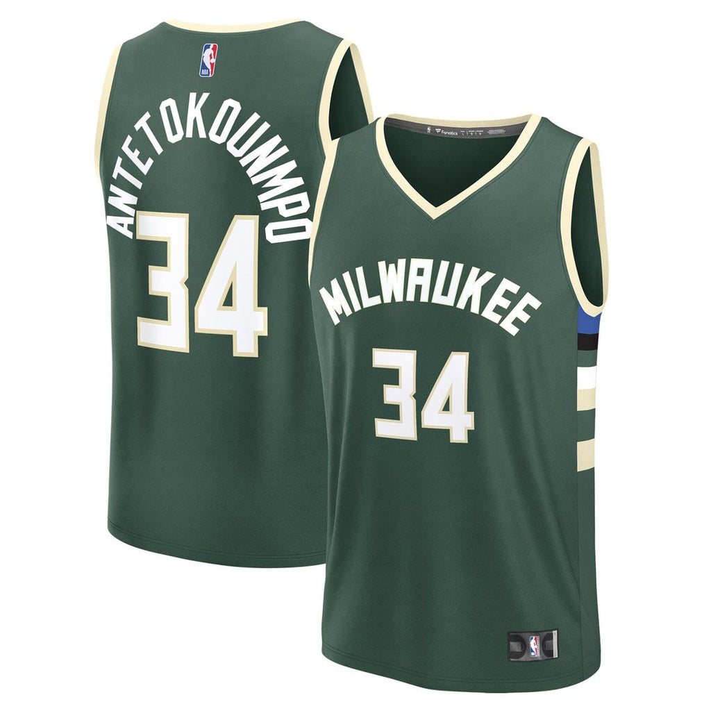 Milwaukee Bucks Giannis Antetokounmpo Fanatics Youth Fast Break Replica Player Jersey - Icon Edition - Hunter Green