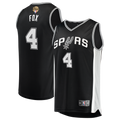 San Antonio Spurs De'Aaron Fox Fanatics 2026 NBA Finals Patch Fast Break Jersey - Icon Edition - Black