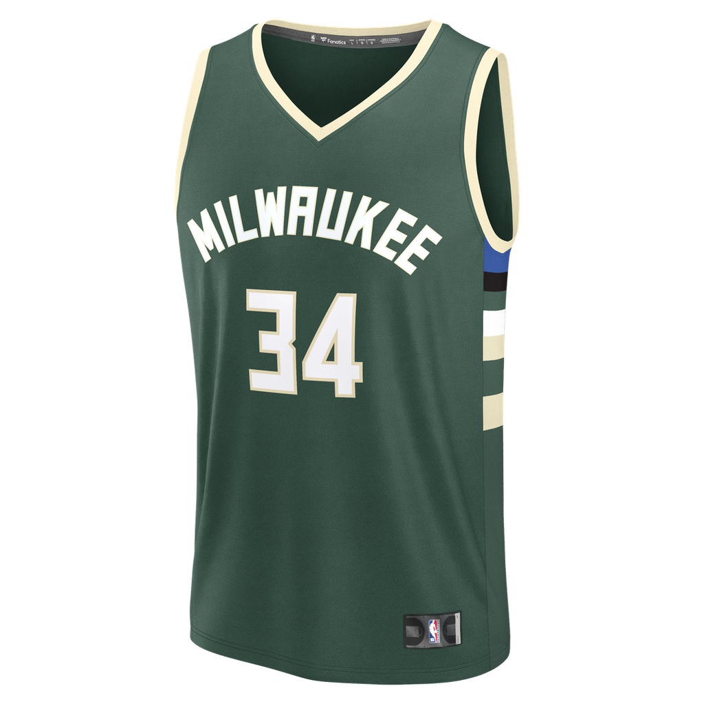 Milwaukee Bucks Giannis Antetokounmpo Fanatics Youth Fast Break Replica Player Jersey - Icon Edition - Hunter Green