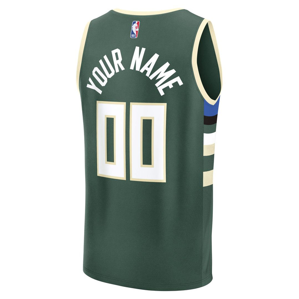 Milwaukee Bucks Fanatics Youth Fast Break Custom Replica Jersey - Green - Icon Edition