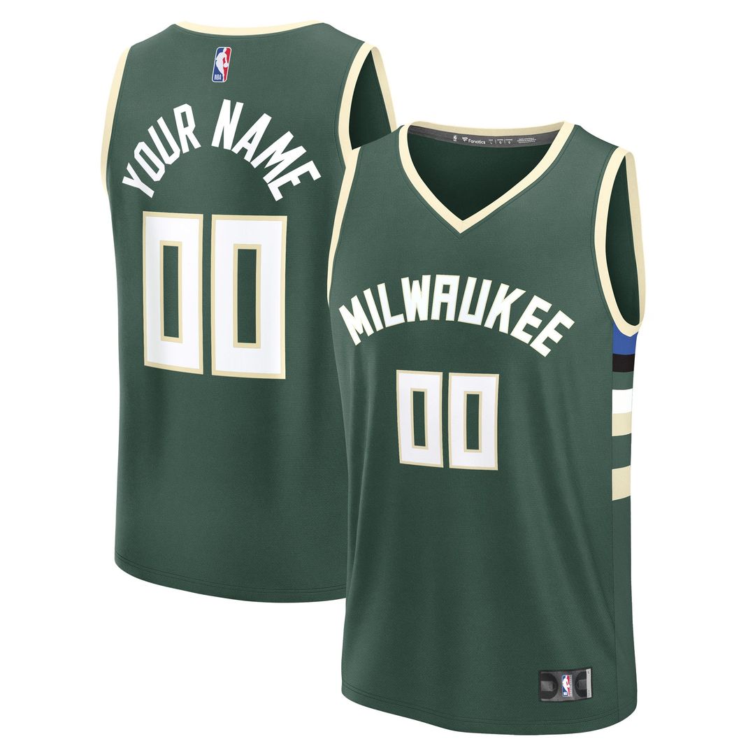 Milwaukee Bucks Fanatics Youth Fast Break Custom Replica Jersey - White - Association Edition
