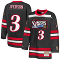 Philadelphia 76ers Allen Iverson Mitchell & Ness Youth Maxxed Out 2.0 Fashion Hockey Jersey - Black