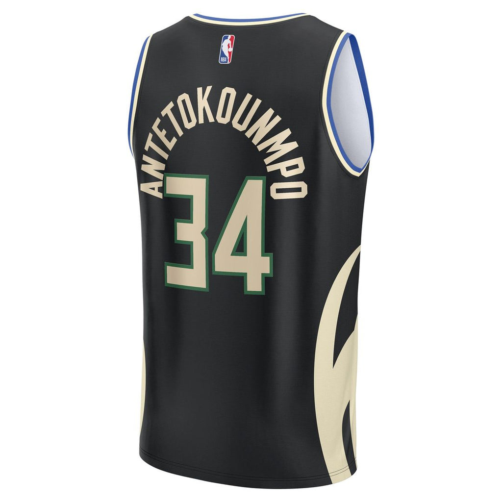 Milwaukee Bucks Giannis Antetokounmpo Fanatics Fast Break Replica Player Jersey - Statement Edition - Black