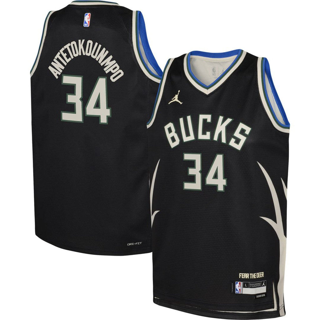 Milwaukee Bucks Giannis Antetokounmpo Jordan Brand Youth Swingman Jersey - Statement Edition - Black