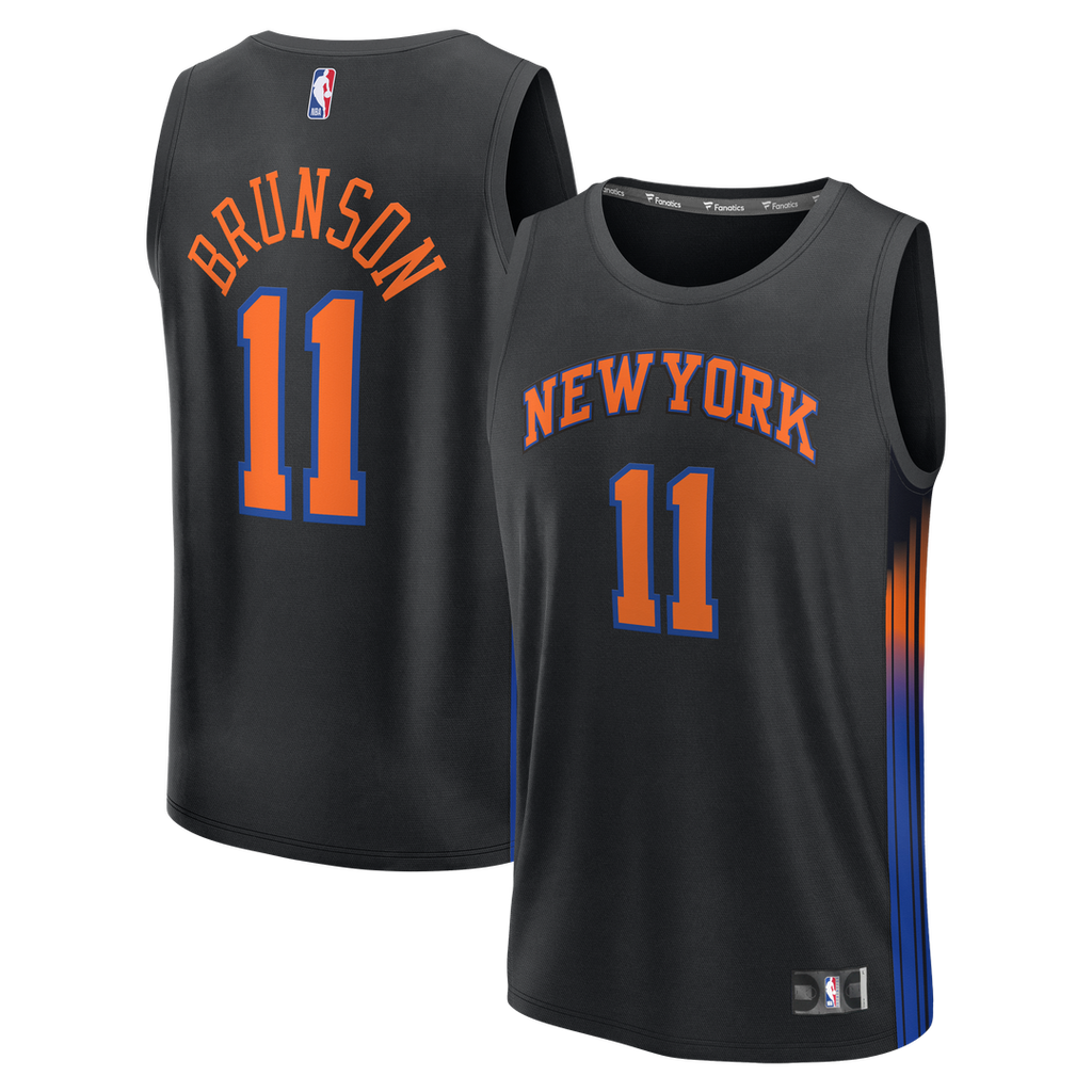 New York Knicks Jalen Brunson Fanatics Youth Fast Break Jersey - Statement Edition - Black