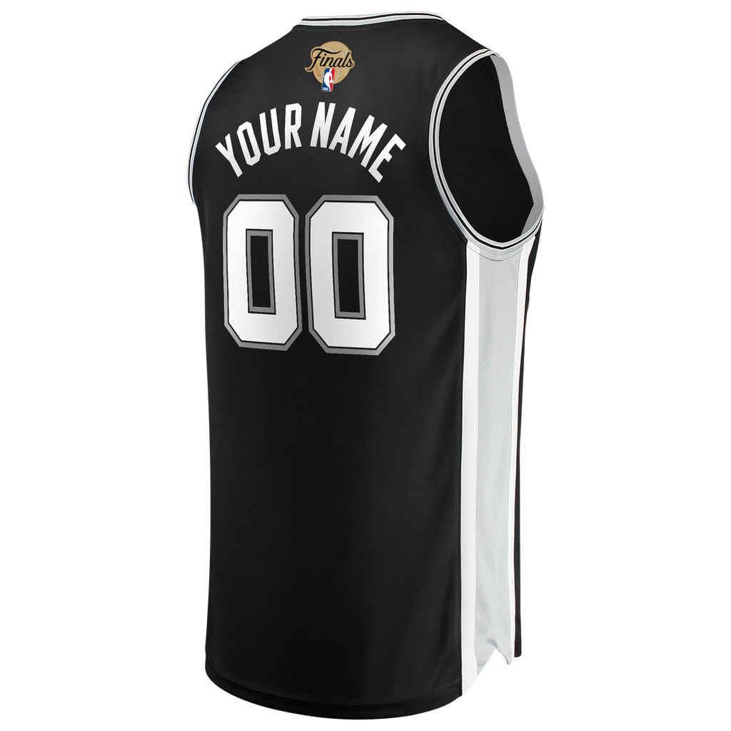 San Antonio Spurs Fanatics 2026 NBA Finals Patch Fast Break Custom Jersey - Black - Icon Edition
