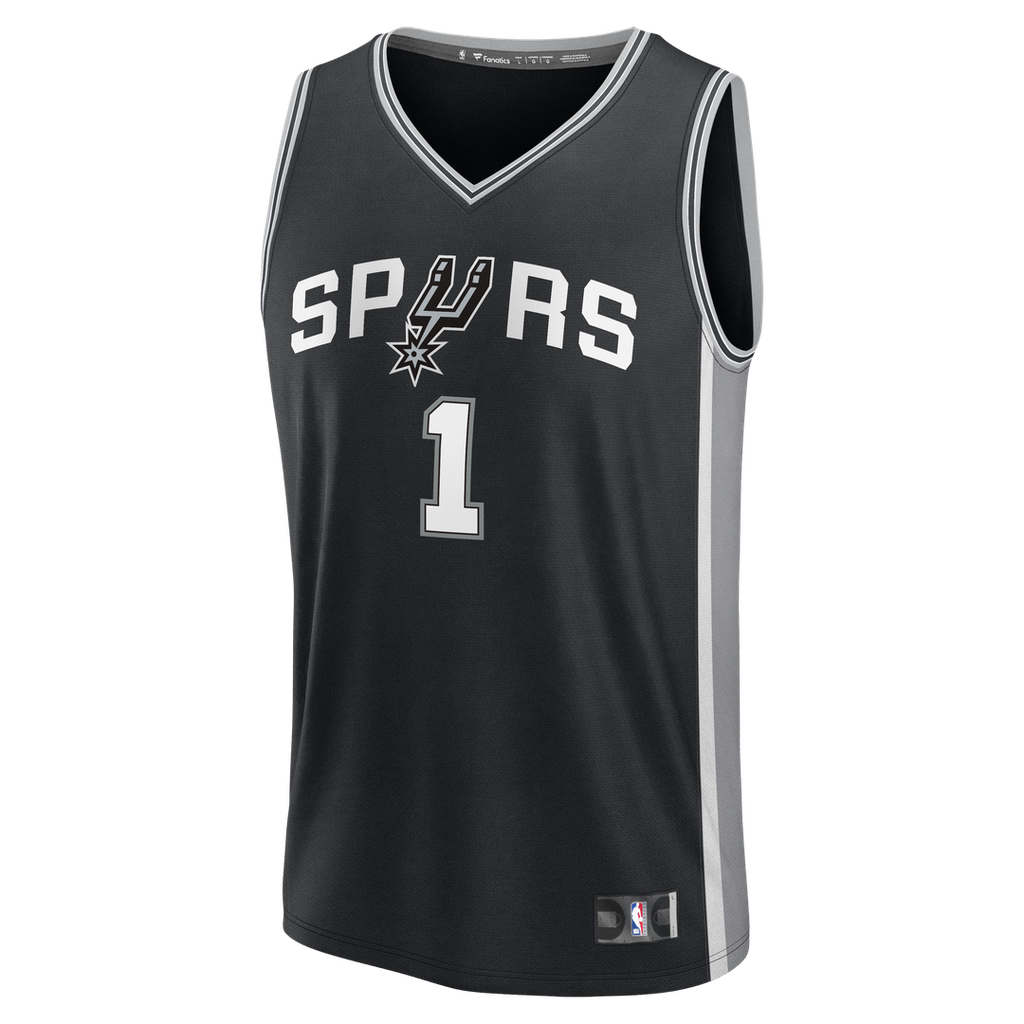 San Antonio Spurs Victor Wembanyama Fanatics Youth 2026 NBA Finals Patch Fast Break Replica Jersey - Black - Icon Edition