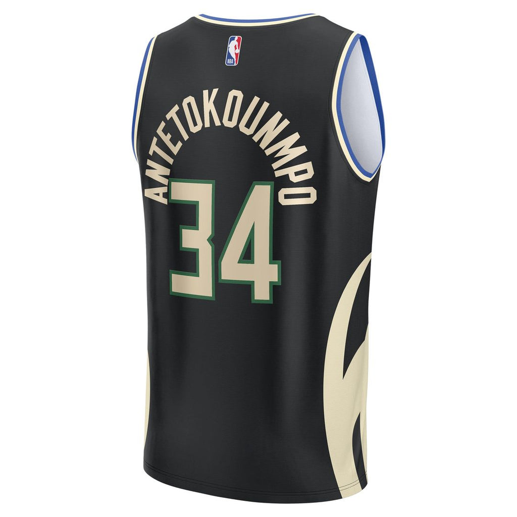 Milwaukee Bucks Giannis Antetokounmpo Fanatics Youth Fast Break Replica Player Jersey - Statement Edition - Black