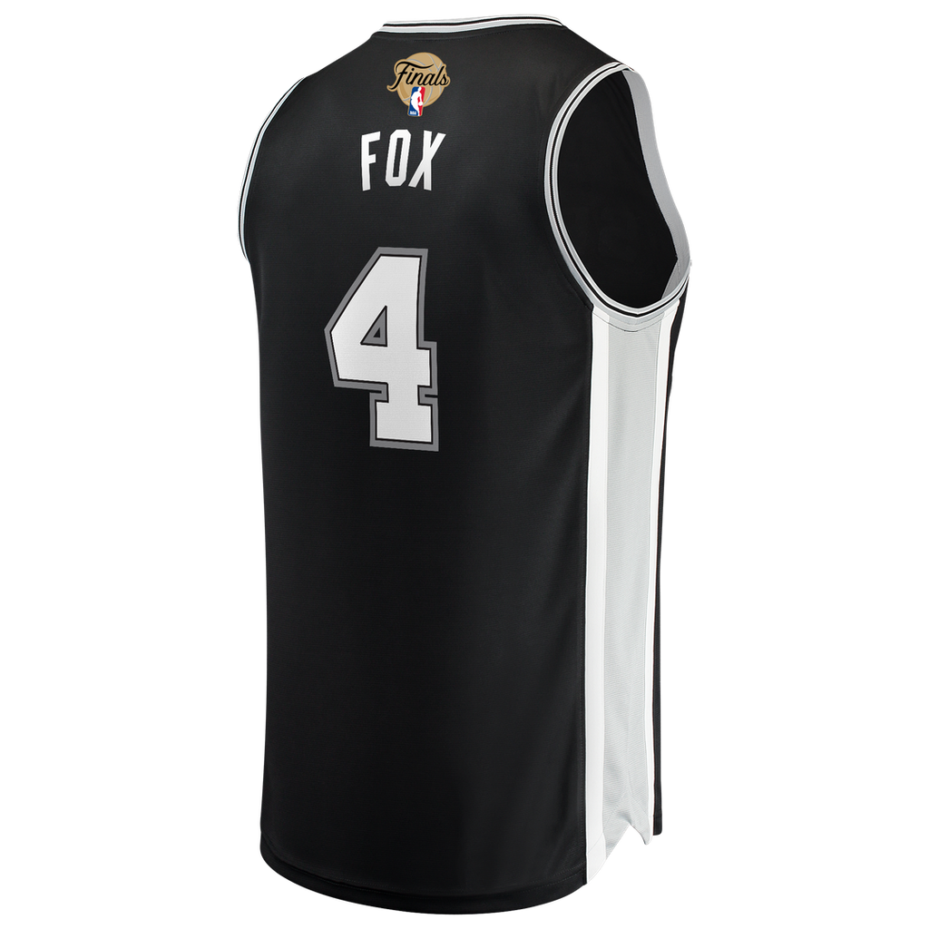 San Antonio Spurs De'Aaron Fox Fanatics 2026 NBA Finals Patch Fast Break Jersey - Icon Edition - Black