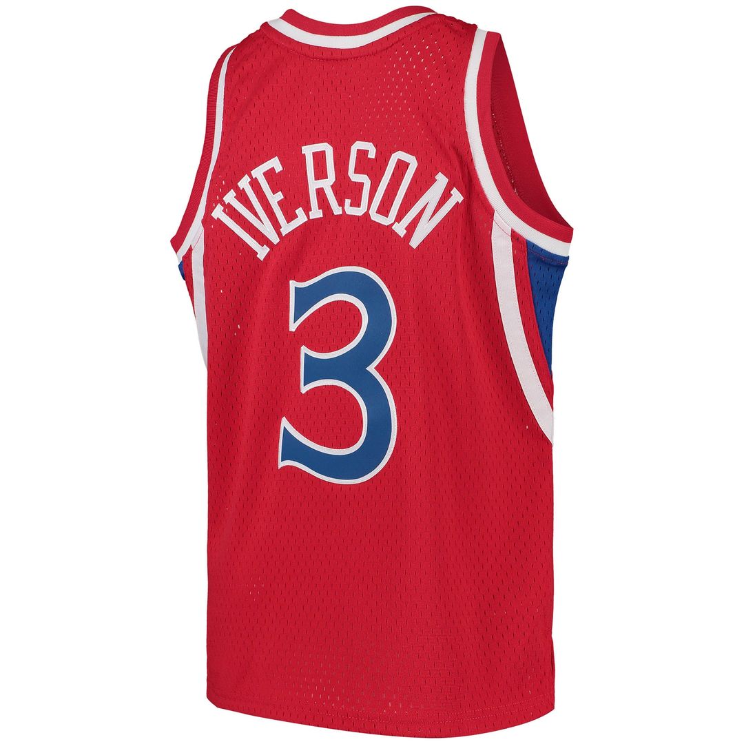 Philadelphia 76ers Allen Iverson Mitchell & Ness Youth 1996/97 Hardwood Classics Swingman Throwback Jersey - Red