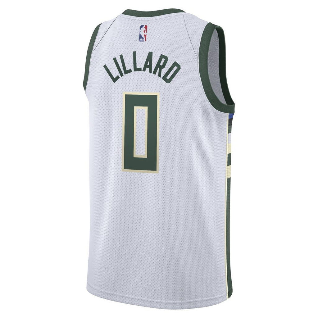 Milwaukee Bucks Damian Lillard Nike Unisex Swingman Player Jersey - Association Edition - White